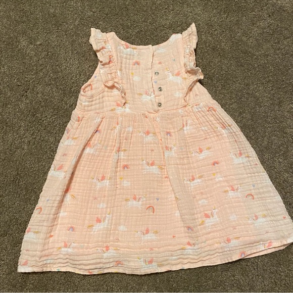 Peach Kids Dress with Ruffle Sleeves - Picture 5 of 6